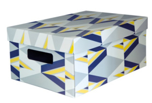 Складная коробка с крышкой "Graphic Color", Д350 Ш250 В150, серый, синий, желтый*1
