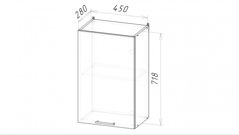 Шкаф навесной ШН.45.7У 450*300*720мм (Латте/рейлинг)*1