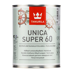Лак Уника Супер 60 EP алкидоуретановый универсальный п/гл. Тиккурила 0,9л.
