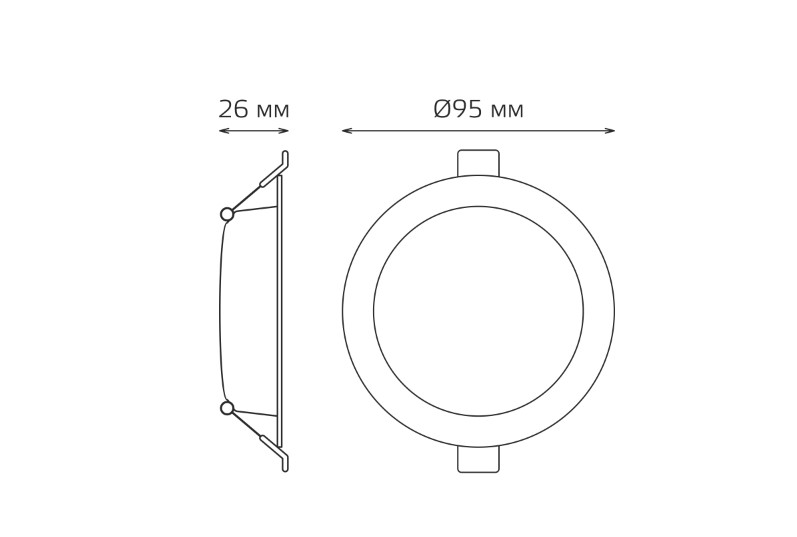 Светильник встраиваемый "Elementary Downlight" круг 5,5W 460lm 4000K 170-260V IP20 95х26мм монтаж белый LED 997420205 (Gauss) *1/100