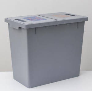 Контейнер для мусора 2-х секционный, 40 л (20+20 л), цвет серый 7293125 *1