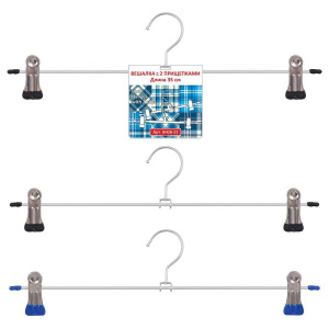 Вешалка металлическая с 2-мя прищепками L 35 см *1/50