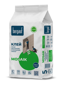 Клей для мозаики и прозрачной плитки Bergauf Mosaik С2 ТЕ 5кг белый