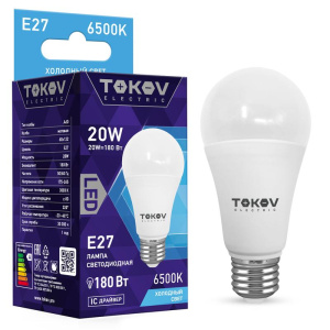 Лампа светодиодная Е27 А60 20Вт 6500K TKE-A60-E27-20-6.5K Tokov Electric