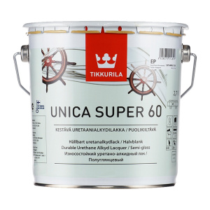 Лак Уника Супер 60 EP алкидоуретановый универсальный п/гл. Тиккурила 2,7л.