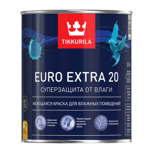 Краска Tikkurila Euro Extra 20 моющаяся полуматовая 0,9л