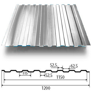 Профлист С-8 1200х3000х0,45мм оцинкованный (3,6м²)