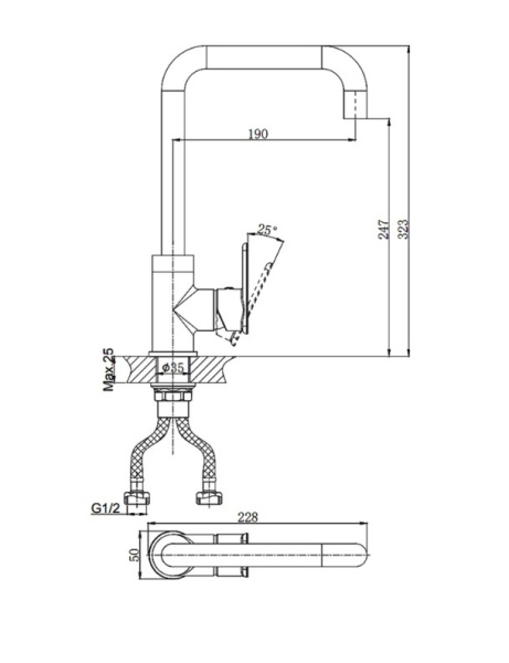 Смеситель для кухни одноручный Rush Bruny BR4335-22 хром