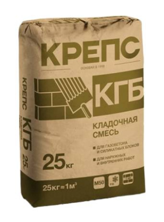 Кладочная смесь для блоков из ячеистого бетона Крепс КГБ 25 кг 