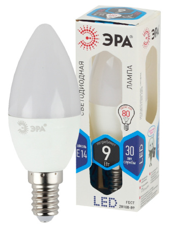 Лампа Е14 свеча 9Вт 720Лм 4000К LED B35-9W-840-E14 Б0027970 (Эра) *1/10