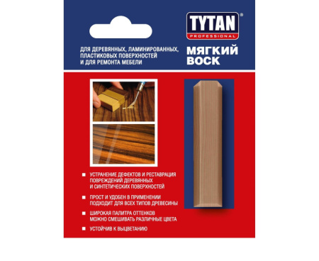 Воск Tytan Professional (мягкий) для дерев,ламинир,пластиковых поверхностей бук 7,5г 64561