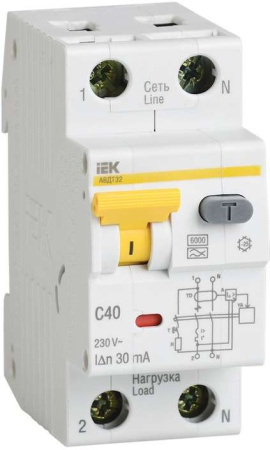 Выключатель автомат. дифференциального тока 2п (1P+N) C 16А 30мА тип A 6кА АВДТ-32 MAD22-5-016-C-30 (IEK) *6