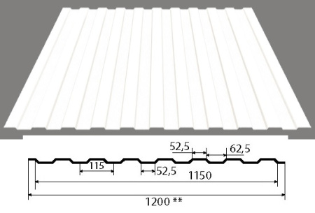 Профлист С-8 1200х6000х0,45мм RAL9003 белый (7,2 м²)