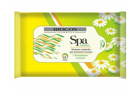 Салфетки влажные BioCos для интимной гигиены SPA Intime Ромашка BIO820157NEW 15шт *1