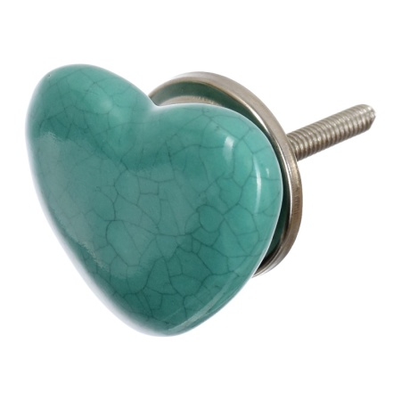 Ручка керамическая для мебели "Сердце", цвет бирюзовый /300/6 BLUMEN HAUS *1
