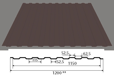 Профлист С-8 1200х3000х0,45мм RAL8017 шоколад (3,6м²)