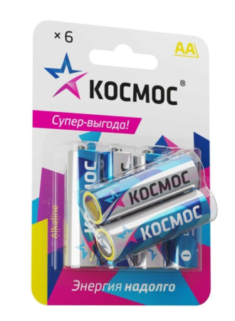 Элемент питания алкал. AA LR6 BP-6 (упак 6 шт) KOCLR6BL6 (Космос) *1/12