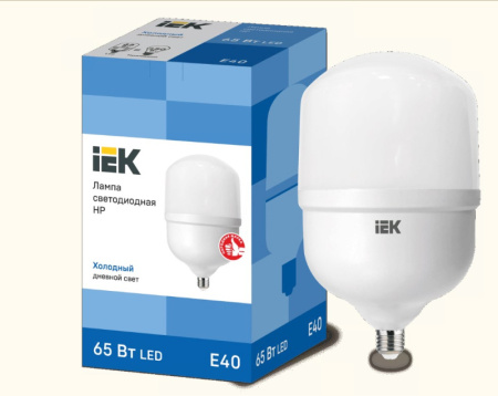 Лампа светодиодная HP 65Вт 230В 6500К E40 IEK LLE-HP-65-230-65-E40