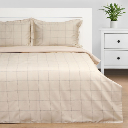 Постельное белье Этель евро Cage: beige, 200х215см 215х240см 50х70+3 см-2 шт, мако-сатин, 114г/м2 10060125