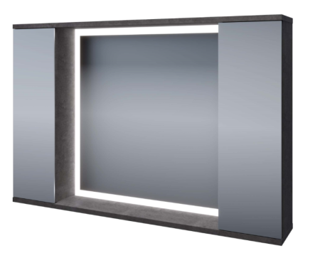 Зеркало-шкаф "Дуо-100" 1000х160х632 Цемент темный, 2коробки 10446 (GS)