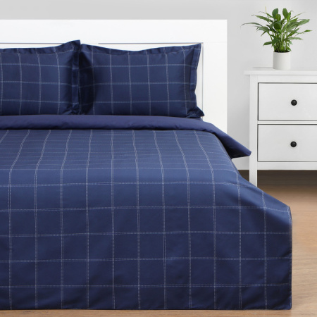 Постельное белье Этель 2сп Cage: dark blue 175х215см 200х215см 50х70+3см -2шт 100% хлопок мако-сатин 114г/м2 10060109