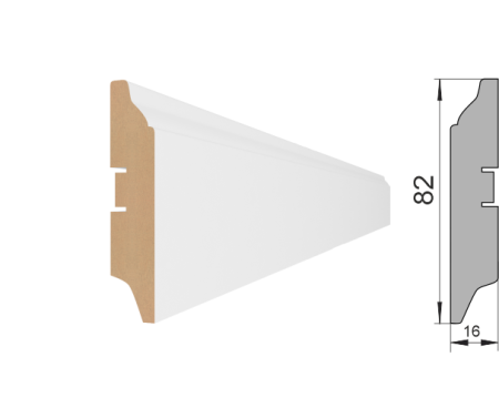 Напольный плинтус МДФ 82 2000х82х16 Белый (упак 5шт) Stella