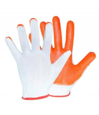 Перчатки нейлон облив нитрил бело-оранжевые 23гр Praktische Home G-101 П5187 *1/12
