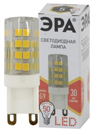 Лампа светодиодная G9 5Вт 2700K JCD-5W-CER-827-G9 Б0027863 Эра