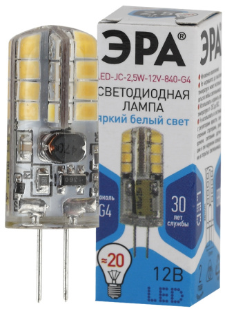 Лампа светодиодная G4 2.5Вт 4000K JC-2,5W-12V-840-G4 Б0033192 Эра