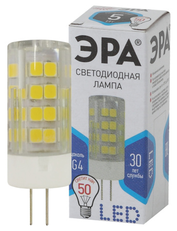 Лампа светодиодная G4 5Вт 4000K JC-5W-220V-CER-840-G4 Б0027858 Эра