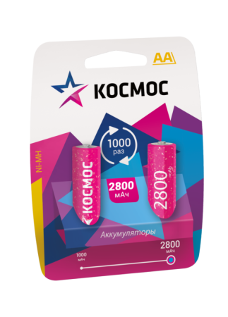 Аккумулятор AA/R6 NI-MN BP-2 (упак 2 шт) 2800mA KOCR6NIMH2800MAH2BL ((Космос) *12